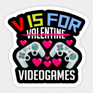 V is for Video Games Video Games Lover Valentines Day Heart Sticker